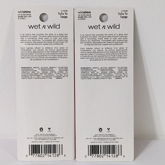 Wet N Wild Set of 2 WildShine Lip Gloss Balms In Tutu To Tango, 0.21 FL OZ. - Picture 2 of 2